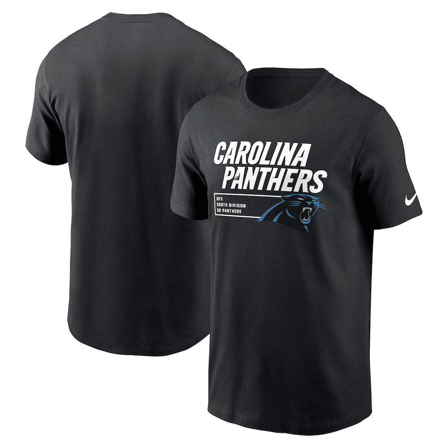 Men's Carolina Panthers Black Division Essential T-Shirt Men's Carolina Panthers Black Division Essential T-Shirt